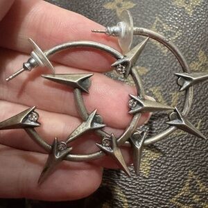 VSA Edgy Silver Spiked Hoop Earrings